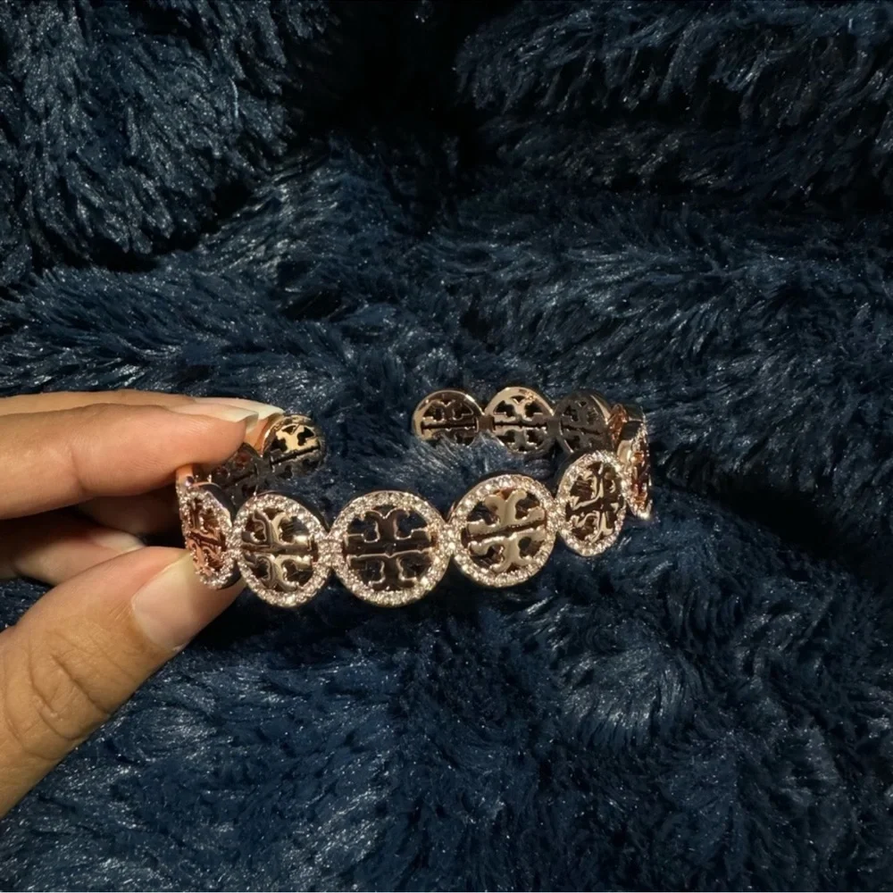 Tory Burch Rose Gold Floral Filigree Bracelet - Picture 5 of 11